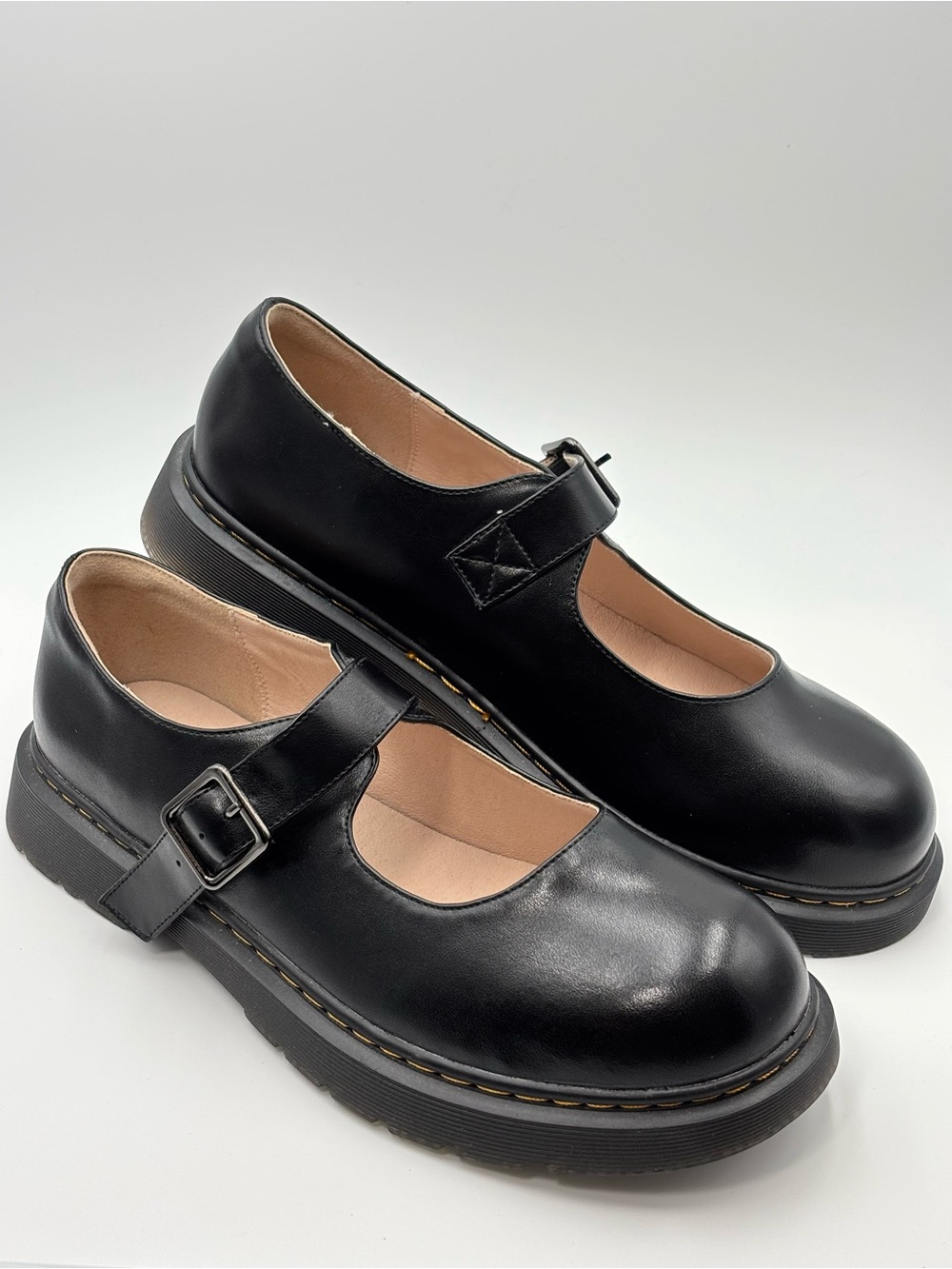 NEW !!! Mary Jane Leather Chunky Goth Platform Shoes - Classic Strap Womens 9